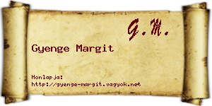 Gyenge Margit névjegykártya